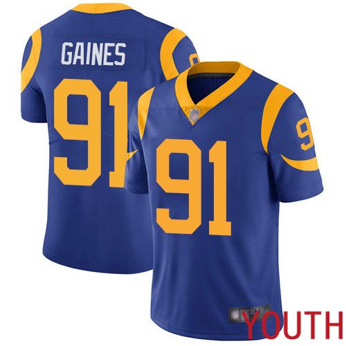 Los Angeles Rams Limited Royal Blue Youth Greg Gaines Alternate Jersey NFL Football #91 Vapor Untouchable->youth nfl jersey->Youth Jersey